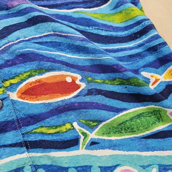 Jams World Island Fish Womens XL Hawaiian Vintage Made In Hawaii Button Down - Picture 5 of 8